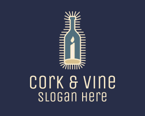 Candle Light Wine Bottle logo design