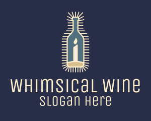 Candle Light Wine Bottle logo design