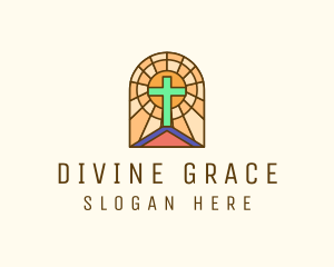 Sacred Church Stained Glass logo design