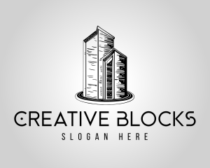 Skyscraper City Building Towers logo design