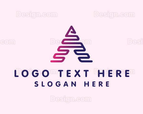 Technology Arrow Pyramid Letter A Logo