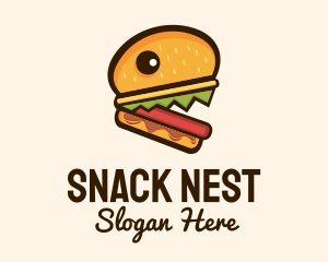 Hamburger Burger Monster logo design