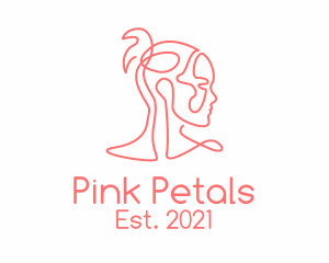 Pink Woman Monoline  logo design