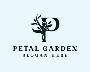 Natural Leaf Letter P logo design