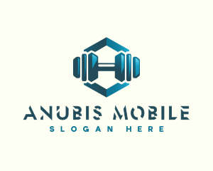 Dumbbell Hexagon Letter H logo design