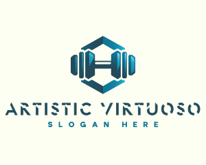 Dumbbell Hexagon Letter H logo design