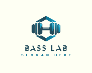 Dumbbell Hexagon Letter H logo design