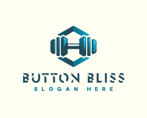 Dumbbell Hexagon Letter H logo design