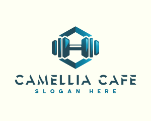 Dumbbell Hexagon Letter H logo design