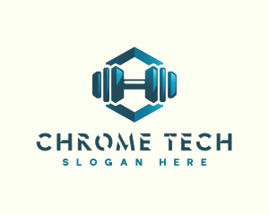 Dumbbell Hexagon Letter H logo design