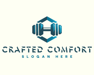 Dumbbell Hexagon Letter H logo design