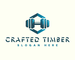 Dumbbell Hexagon Letter H logo design