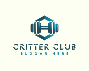 Dumbbell Hexagon Letter H logo design