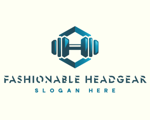 Dumbbell Hexagon Letter H logo design