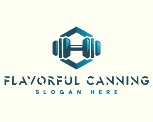 Dumbbell Hexagon Letter H logo design