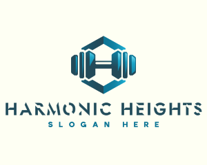 Dumbbell Hexagon Letter H logo design