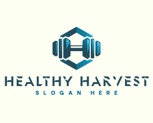 Dumbbell Hexagon Letter H logo design