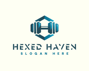 Dumbbell Hexagon Letter H logo design