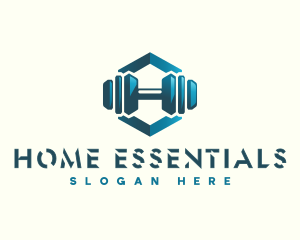 Dumbbell Hexagon Letter H logo design