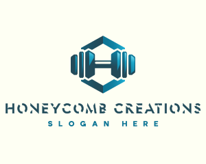 Dumbbell Hexagon Letter H logo design