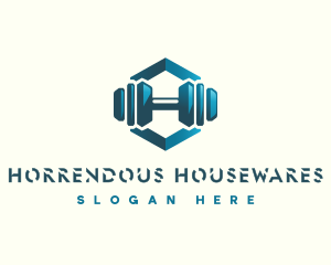 Dumbbell Hexagon Letter H logo design