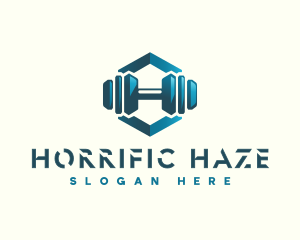 Dumbbell Hexagon Letter H logo design