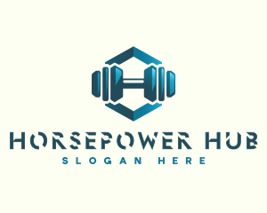 Dumbbell Hexagon Letter H logo design