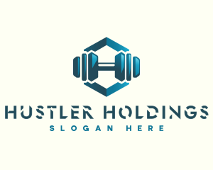 Dumbbell Hexagon Letter H logo design