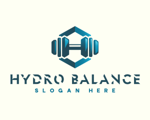 Dumbbell Hexagon Letter H logo design