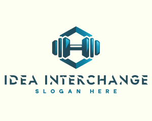 Dumbbell Hexagon Letter H logo design