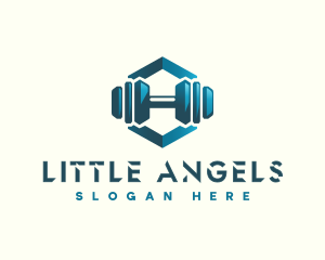 Dumbbell Hexagon Letter H logo design