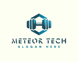 Dumbbell Hexagon Letter H logo design