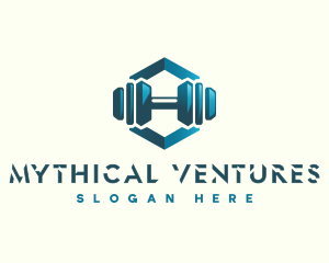 Dumbbell Hexagon Letter H logo design