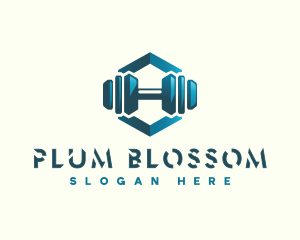 Dumbbell Hexagon Letter H logo design