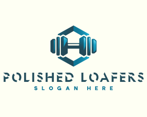 Dumbbell Hexagon Letter H logo design