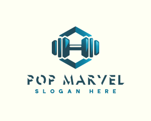 Dumbbell Hexagon Letter H logo design