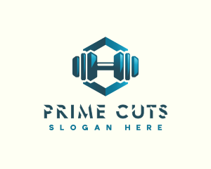 Dumbbell Hexagon Letter H logo design