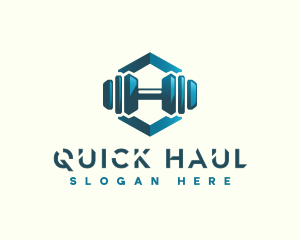 Dumbbell Hexagon Letter H logo design