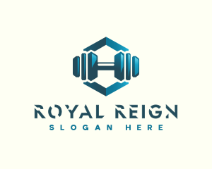 Dumbbell Hexagon Letter H logo design