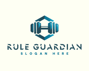 Dumbbell Hexagon Letter H logo design