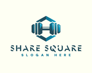 Dumbbell Hexagon Letter H logo design