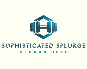 Dumbbell Hexagon Letter H logo design