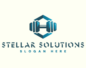 Dumbbell Hexagon Letter H logo design