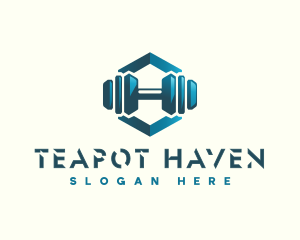 Dumbbell Hexagon Letter H logo design