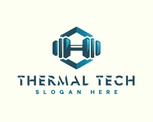 Dumbbell Hexagon Letter H logo design