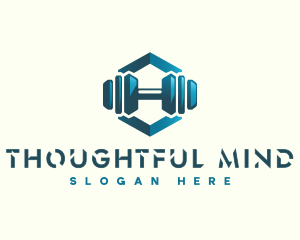 Dumbbell Hexagon Letter H logo design