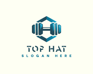 Dumbbell Hexagon Letter H logo design