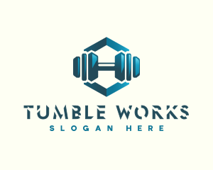 Dumbbell Hexagon Letter H logo design