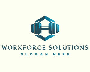 Dumbbell Hexagon Letter H logo design