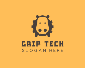 Tech Hippopotamus Gear logo design